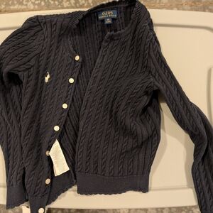 Polo by Ralph Lauren Women's Dark Blue Cable Knit Cardigan
